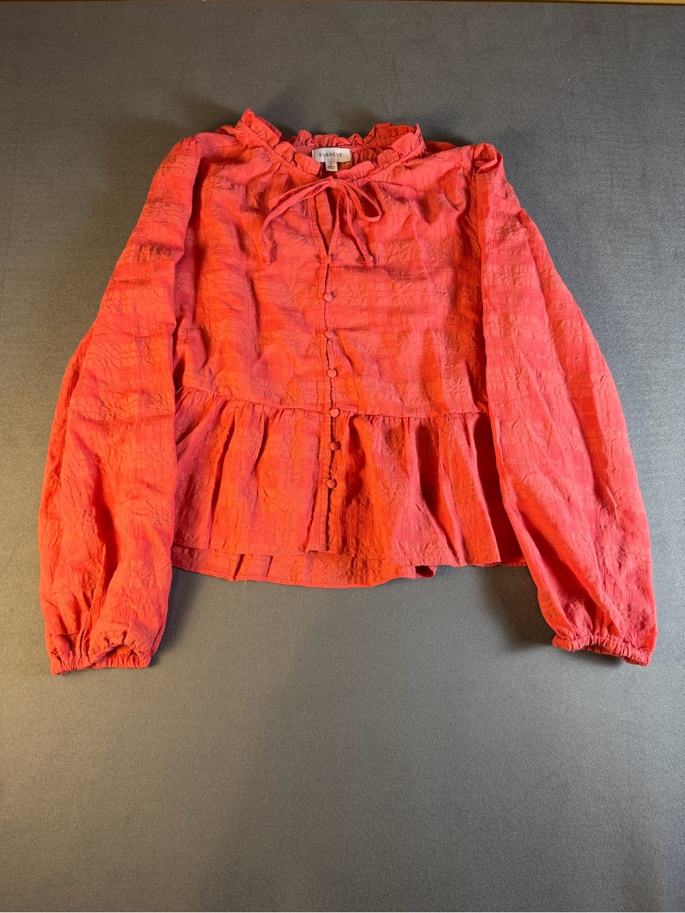 Evereve Red Textured Peasant Blouse